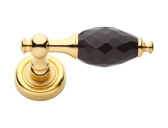 Dveřní klika Bebek s černým krystalem s potahem 24k zlata
