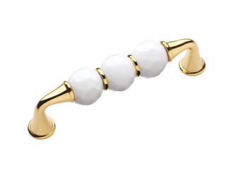 Nábytková úchytka Bebek bílý krystal 160mm s potahem 24k zlata