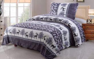 Povlečení Mikroflanel Sob šedofialový 140x200, 70x90cm, fialové Povlečení Mikroflanel Sob šedofialový 140x200, 70x90cm, fialové