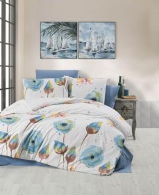 Bavlněné povlečení Paví oko modré 140x200, 70x90cm