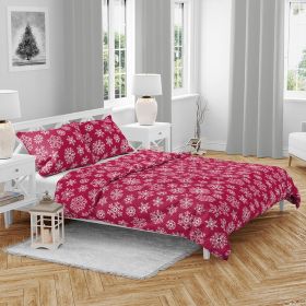 Vánoční bavlněné povlečení Vločky červené 140x200, 70x90 cm Vánoční bavlněné povlečení Vločky červené 140x200, 70x90 cm