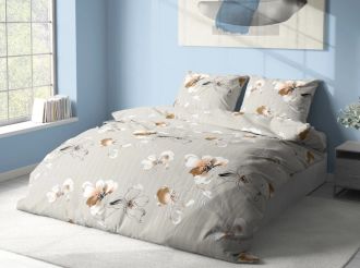 Krepové povlečení Moderní květy šedé Krepové povlečení Moderní květy šedé