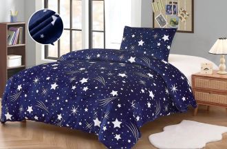 Povlečení Mikroplyš hvězdné nebe 140x200, 70x90 cm tmavě modré Povlečení Mikroplyš hvězdné nebe 140x200, 70x90 cm tmavě modré