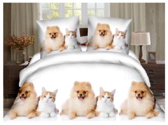 Povlečení Pomeranian a kočka 5D 140x200, 70x90 cm