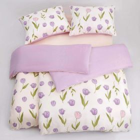 Bavlněné povlečení Fialové tulipány 140x200, 70x90 cm
