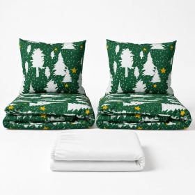 Set dvoulůžko Stromky zelené - 2x povlečení, prostěradlo 180x200 cm (019) bílá Set dvoulůžko Stromky zelené - 2x povlečení, prostěradlo 180x200 cm (019) bílá