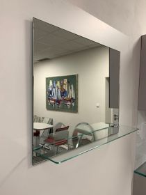 Zrcadlo PURE SHELF 60x50 CM s leštěnou hranou a poličkou
