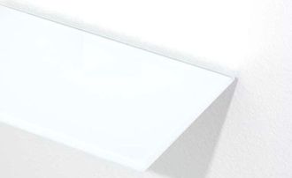 Bílá polička COVER 60x12 CM ze skla lacobel, bez úchytů