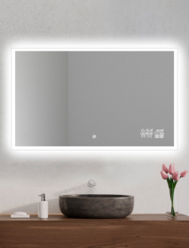 Zrcadlo MOONLIGHT METEO 120x70 CM s LED podsvícením a meteostanicí