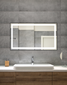 Zrcadlo STARLIGHT 120x70 CM s LED podsvícením a senzorem po celém obvodu v černém kovovém rámu