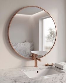 Zrcadlo CHARLOTTE 80 CM ve zlatorůžovém hliníkovém rámu