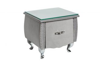 Noční stolek CHESTERFIELD 45 CM stříbrnošedý, II. jakost (B)