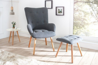 2SET křeslo s podnožkou SCANDINAVIA II šedé - rozbaleno