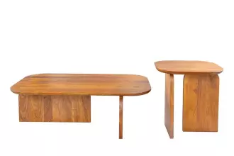 2SET konferenční stolek GATSBY 100/45 CM hnědá masiv akácie