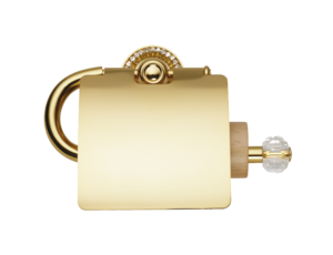 luxusní držák na toaletní papír ALMARA GOLD s potahem 24 kt zlata, krystaly