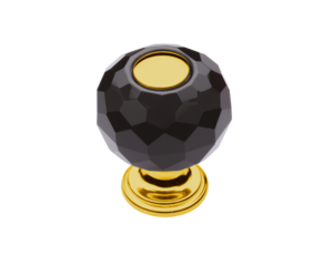 luxusní knopka 40mm BEBEK GOLD s potahem 24 kt zlata, černý krystal