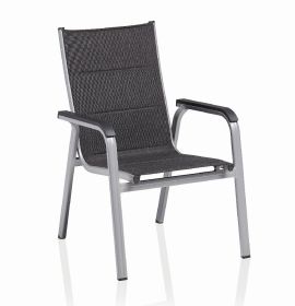 BASIC PLUS PADDED stohovatelné, hliníkové křeslo - stříbrná / antracit