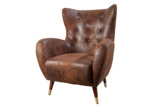 Křeslo ušák DON antik hnědé mikrovlákno, II. jakost (A)