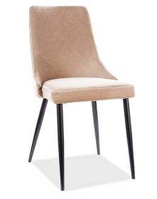 Jídelní čalouněná židle NOPI velvet béžová/černá mat