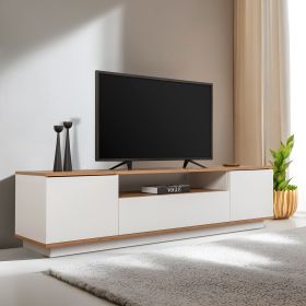 VERAMONT široký TV stolek, bílá/borovice Atlantic