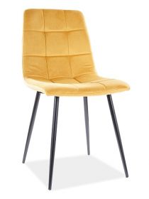 Jídelní čalouněná židle MAJA VELVET žlutá curry/černá