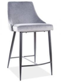 Barová čalouněná židle NOPI velvet šedá/černá mat