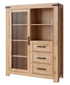 Vitrína široká 1D3S RIMOTTO, dub Wotan