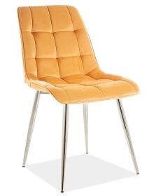 Jídelní čalouněná židle SIK CHROM VELVET žlutá curry/chróm