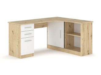 Pracovní stůl rohový BORYT, dub Artisan/bílá Pracovní stůl rohový BORYT, dub Artisan/bílá