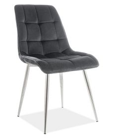 Jídelní čalouněná židle SIK CHROM VELVET černá/chróm