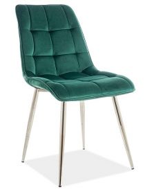 Jídelní čalouněná židle SIK CHROM VELVET zelená/chróm