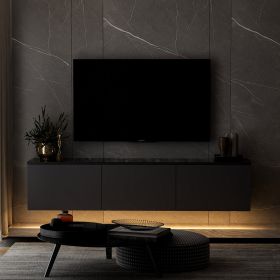 Neon Illuminated závěsný TV stolek, antracit / černý mramor