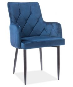Jídelní čalouněná židle RISA B VELVET granátově modrá/černá