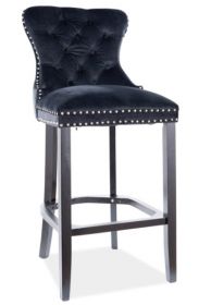 Barová čalouněná židle MARKUS VELVET černá/černá