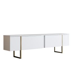 Luxe TV stolek na nožičkách, bílá / zlatá