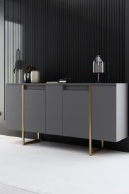 Luxe komoda na nožičkách, antracit / zlatá