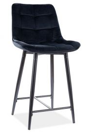 Barová čalouněná židle SIK VELVET černá/černá