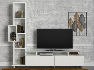 Tulip TV stolek s regálem, bílá