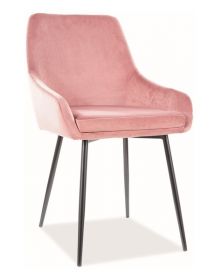 Jídelní čalouněná židle ANNIE velvet starorůžová/černá