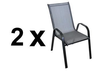 Zahradní kovové křeslo 2 ks DARMA černá/tm. šedá látka