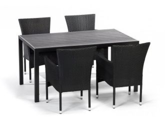 Zahradní sestava BADEN + HAMBURG (1x stůl + 4x křeslo) černá
