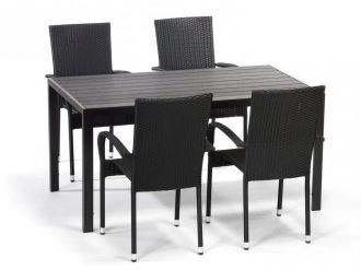 Zahradní sestava BADEN M + 4x ESSEN černá Zahradní sestava BADEN M + 4x ESSEN černá