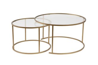 Aurum 80/60 sada kulatých konferenčních stolků, zlatá / transparent