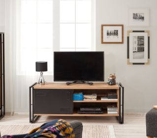 OLIVETO TV stolek na nožičkách, borovice/černá