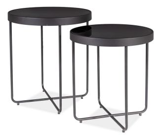 Konferenční stolky DAJAN (2 ks) černý mramor/černá mat