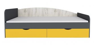 Postel 90x200 DISNEY dub kraft bílý/šedý grafit/žlutá