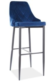 Barová čalouněná židle REX VELVET granátově modrá/černá