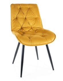 Jídelní čalouněná židle CHEERS II velvet žlutá curry/černá