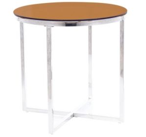 Konferenční stolek CRYSTAL B stříbrná/jantarové kouřové sklo