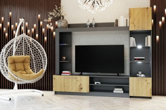 DELUXE obývací sestava, grafit / dub Artisan